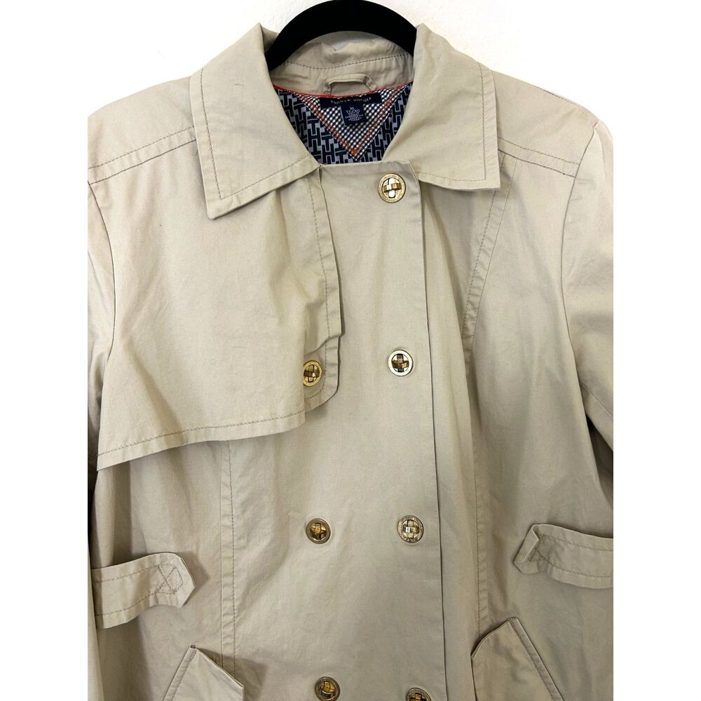 Tommy Hilfiger Trench Coat Women's XL Kahki Beige classic spring - Picture 3 of 13